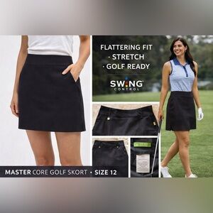 Swing Control Master Core Golf Skort Black Sz 12 EUC Pull-On Stretch Performance